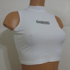 ⭐For Bundles Only⭐ Livin Cool Ribbed Crop Top Tank White XS